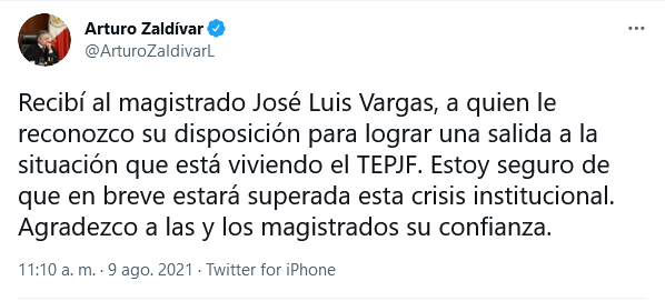 arturo zaldivar-crisis-tepjf-será-superada-en-breve